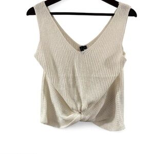 Women’s Elegant Cream Knit Sleeveless Top Size Medium